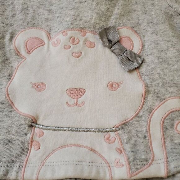 Baby Girls Vintage Gymboree Pink & Grey Leopard Sweatshirt Tunic Top Size 6-12m - Picture 2 of 3